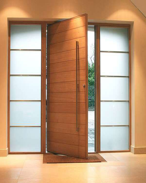 Teak Color Wood Entry Pivot Door
