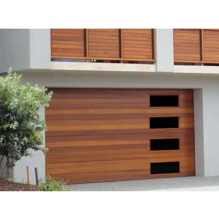 Residential Modern Remote Control Glass Inserted Sectional Aluminum Panel Garage Doors With Windows