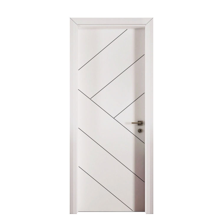Modern White Flush Design Internal Apartment Bedroom Interior Solid Wooden Door