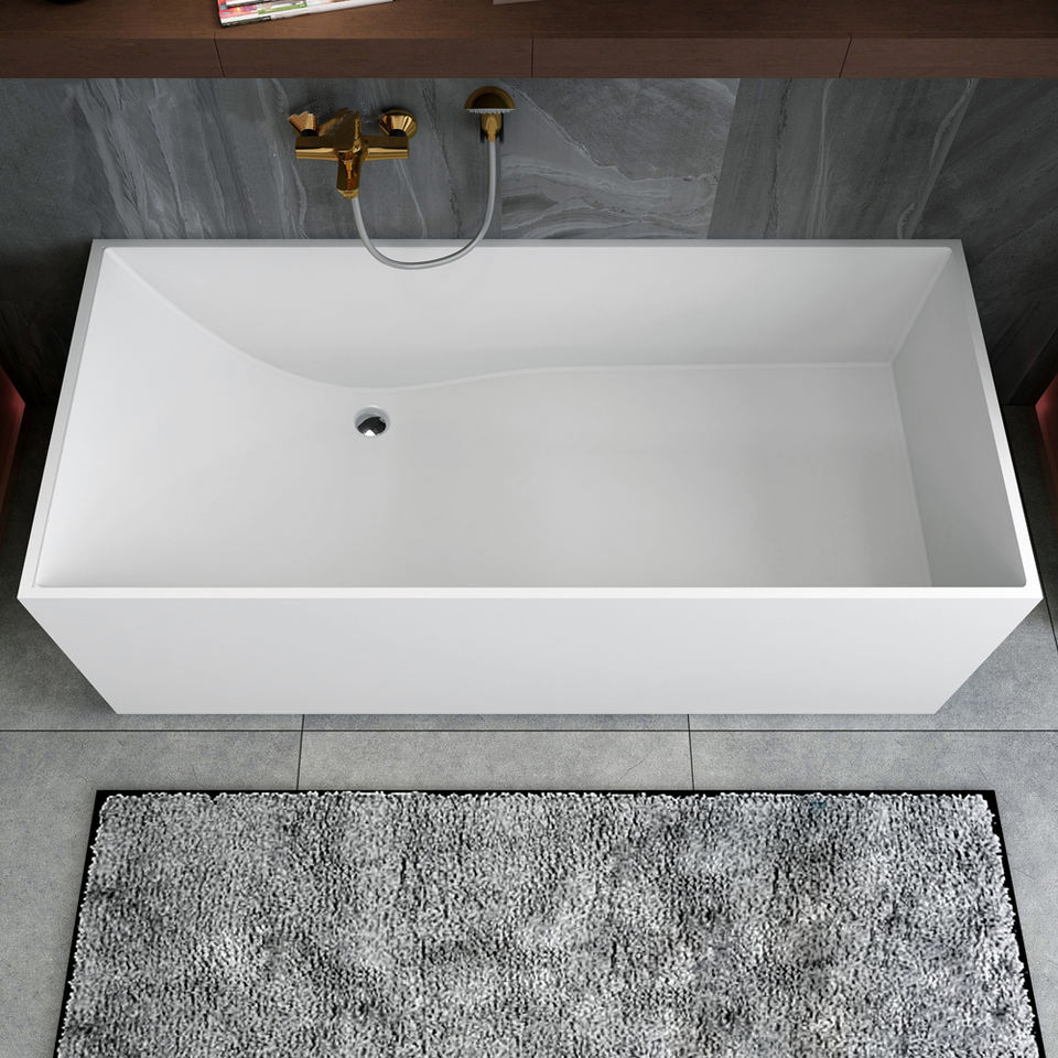 Solid Surface Acrylic Stone Corner Freestanding Bathtub